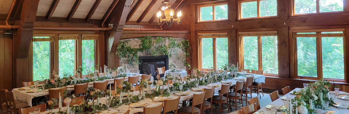 Fireplace Room set for a wedding